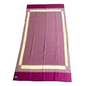 Vintage Kashmiri Jamawar Shawl Wrap Scarf Cream & Magenta